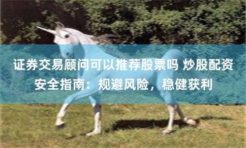 证券交易顾问可以推荐股票吗 炒股配资安全指南：规避风险，稳健获利
